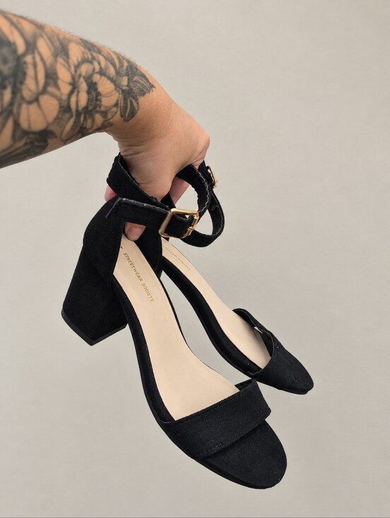 Streetwear Society Shoes - Streetwear Society Black Block Heel Sandals - Size 7